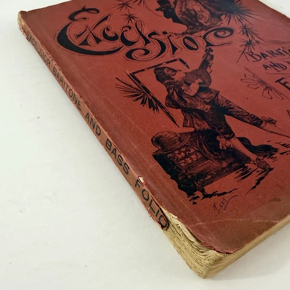 Antique 1892 Excelsior Baritone Bass Folio Sheet Music Book & Song Chicago IL